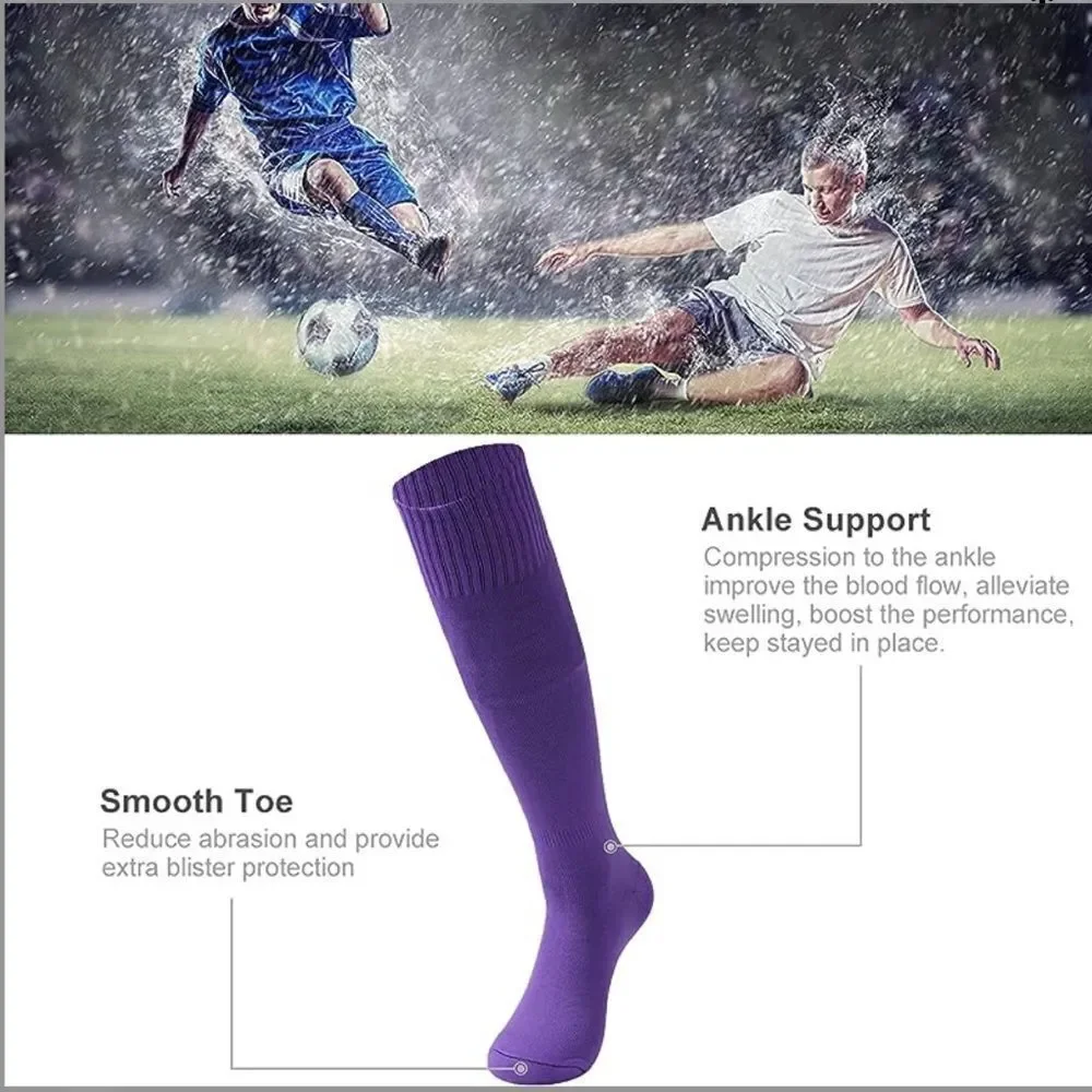 Royal Purple athletic high socks for sports pep rally school size 7-13 (5 Pairs)